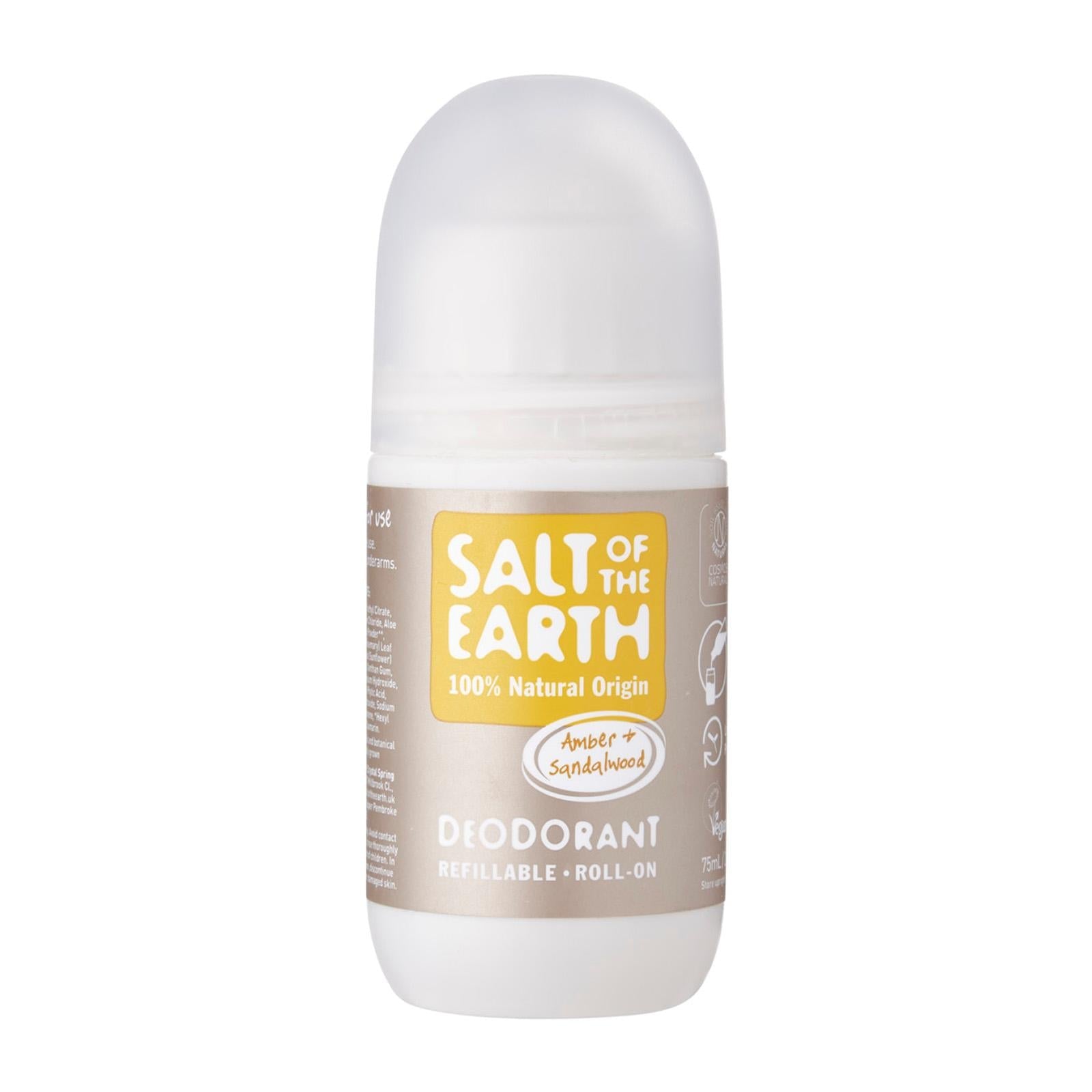 Salt Of The Earth Amber & Sandalwood Refillable Roll On Deodorant 75ml