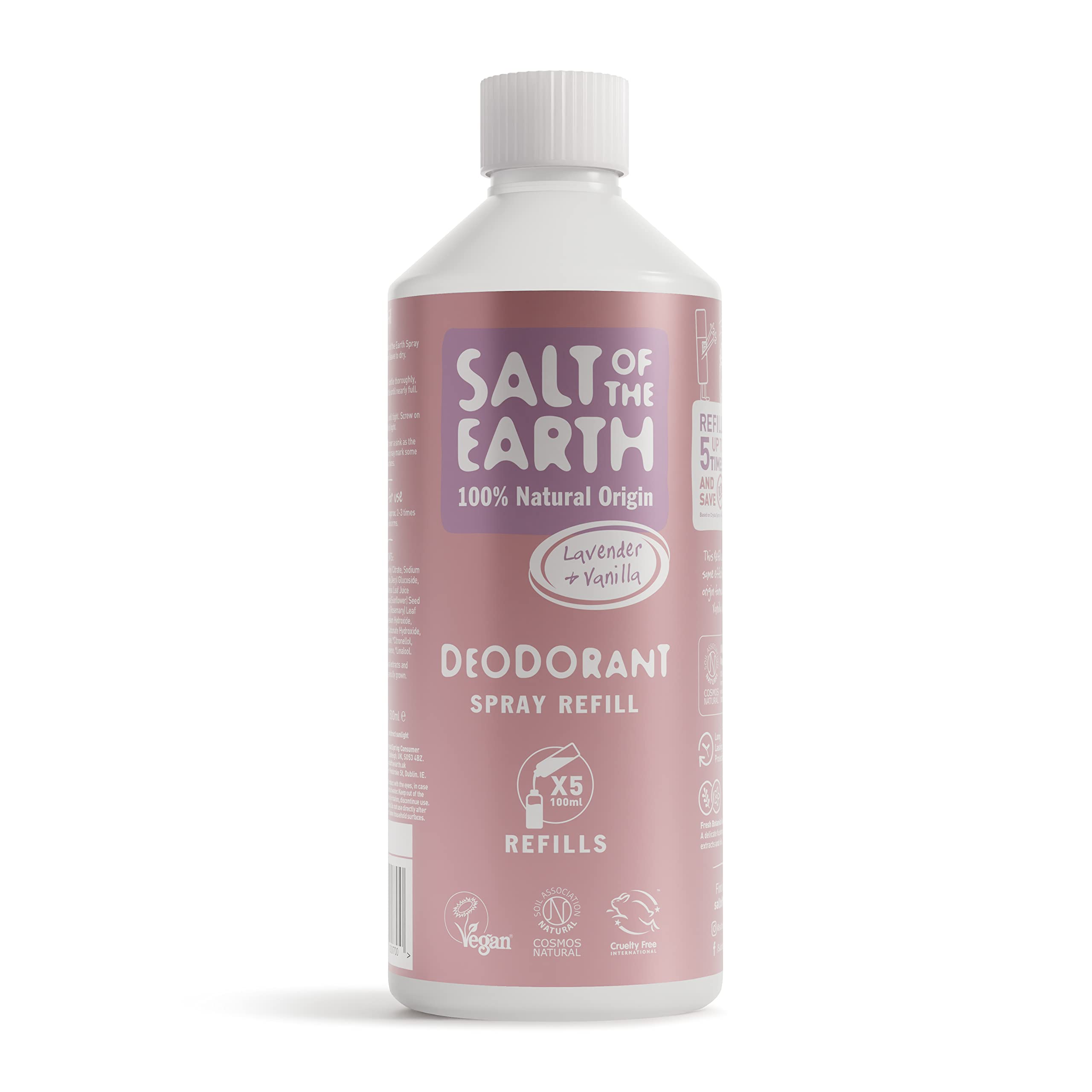 Salt Of The Earth Lavender And Vanilla Deodorant Spray Refill 500ml