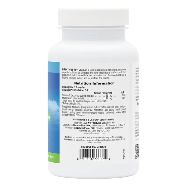 NaturesPlus Magtein 100% Chelated Magnesium L Threonate 90 caps