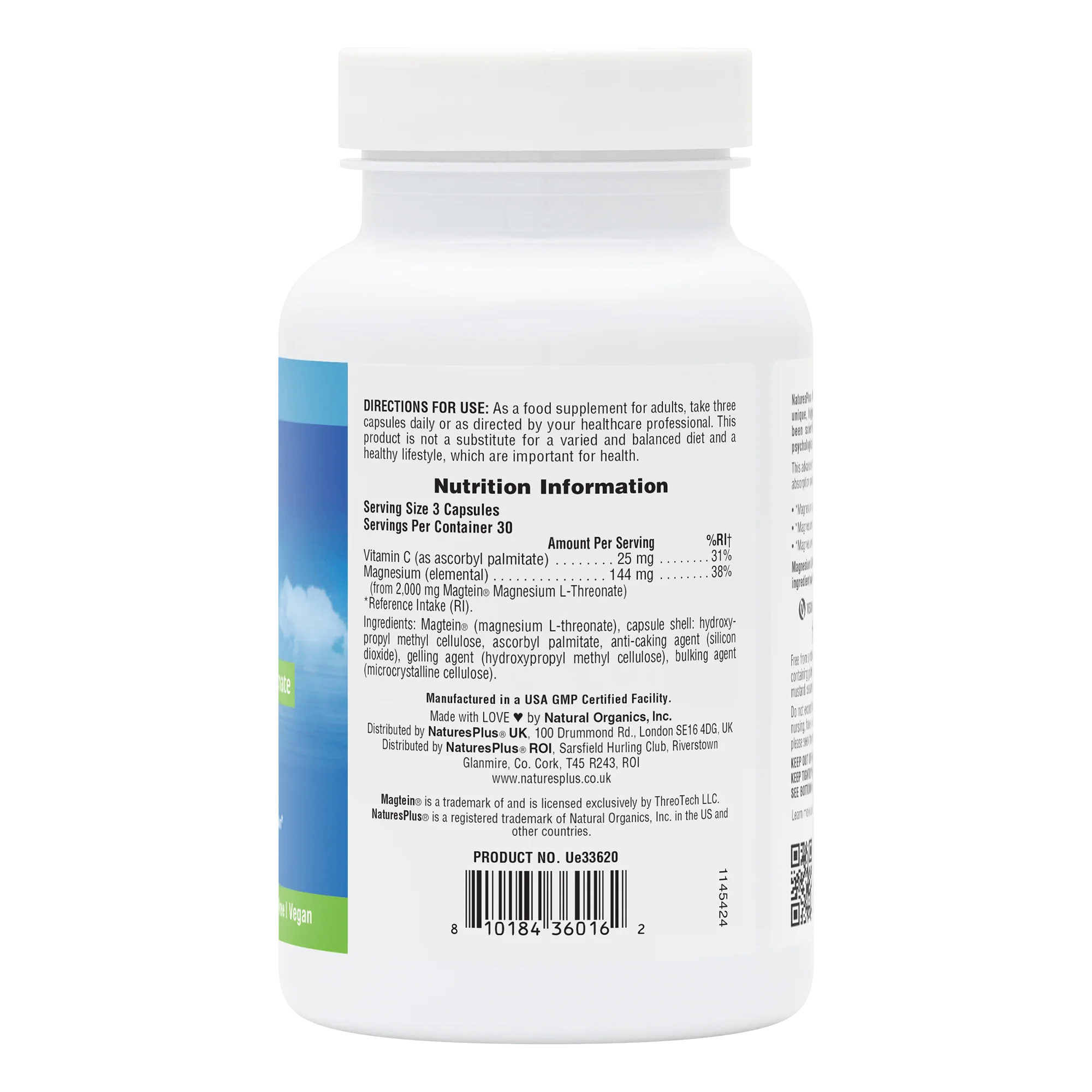 NaturesPlus Magtein 100% Chelated Magnesium L Threonate 90 caps